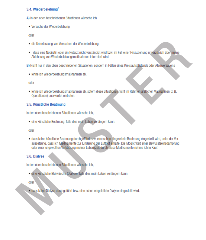 Patientenverfügung Muster, Vollmachten