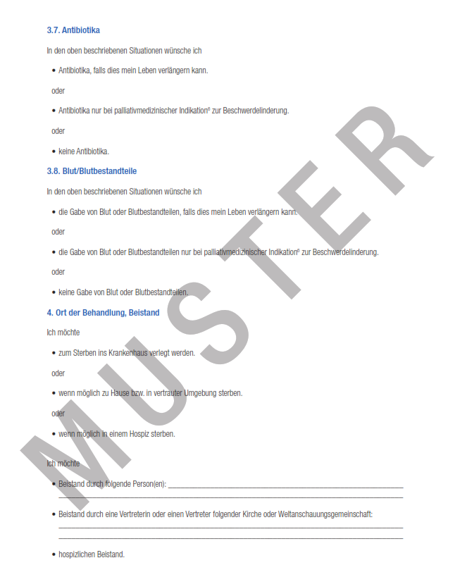 Patientenverfügung Muster, Vollmachten