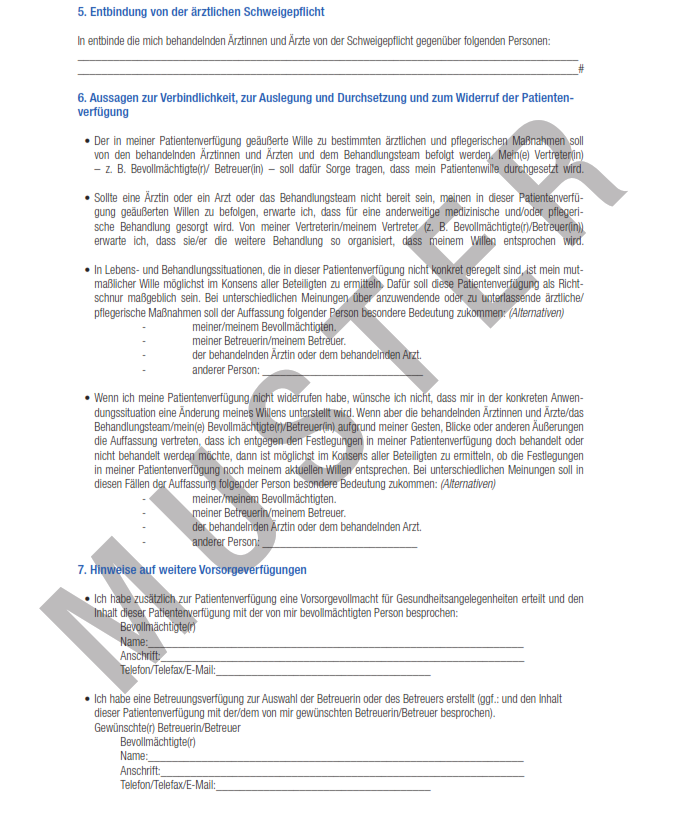 Patientenverfügung Muster, Vollmachten