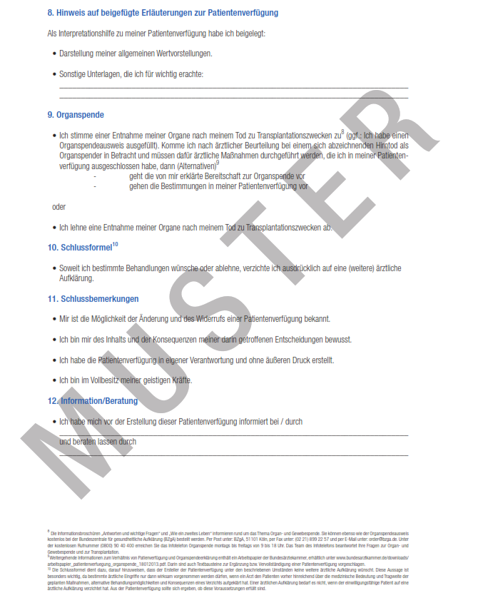 Patientenverfügung Muster, Vollmachten