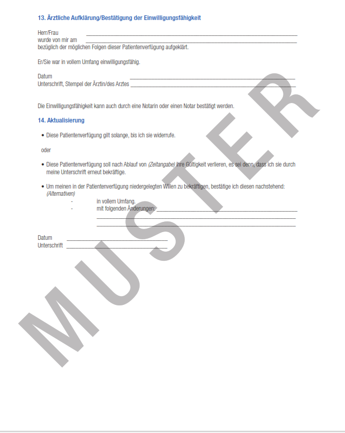 Patientenverfügung Muster, Vollmachten