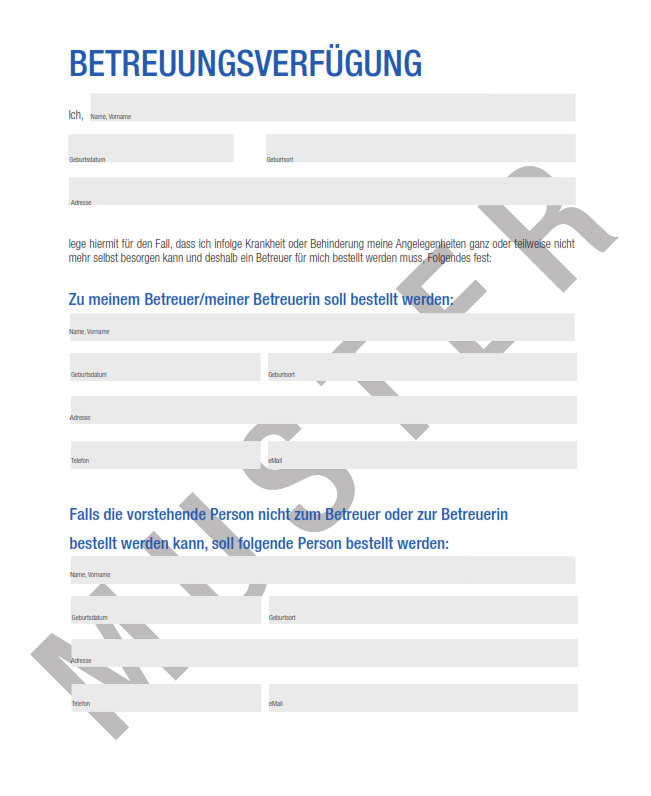 Betreuungsvollmacht Muster