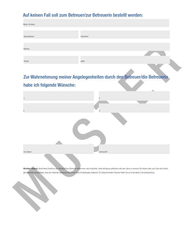 Betreuungsvollmacht Muster