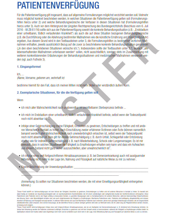 Patientenverfügung Muster, Vollmachten