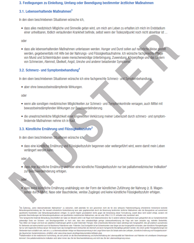 Patientenverfügung Muster, Vollmachten