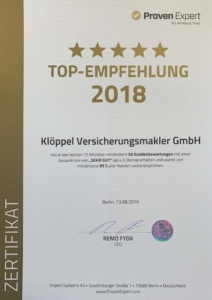 Proven Expert Top Empfehlung 2018