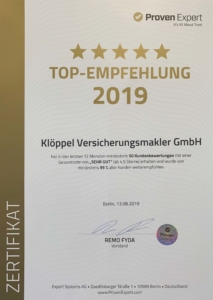 Proven Expert Top Empfehlung 2019